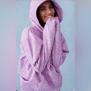 NWT LoveShackFancy Nacova Floral Hoodie in hibiscus- XS